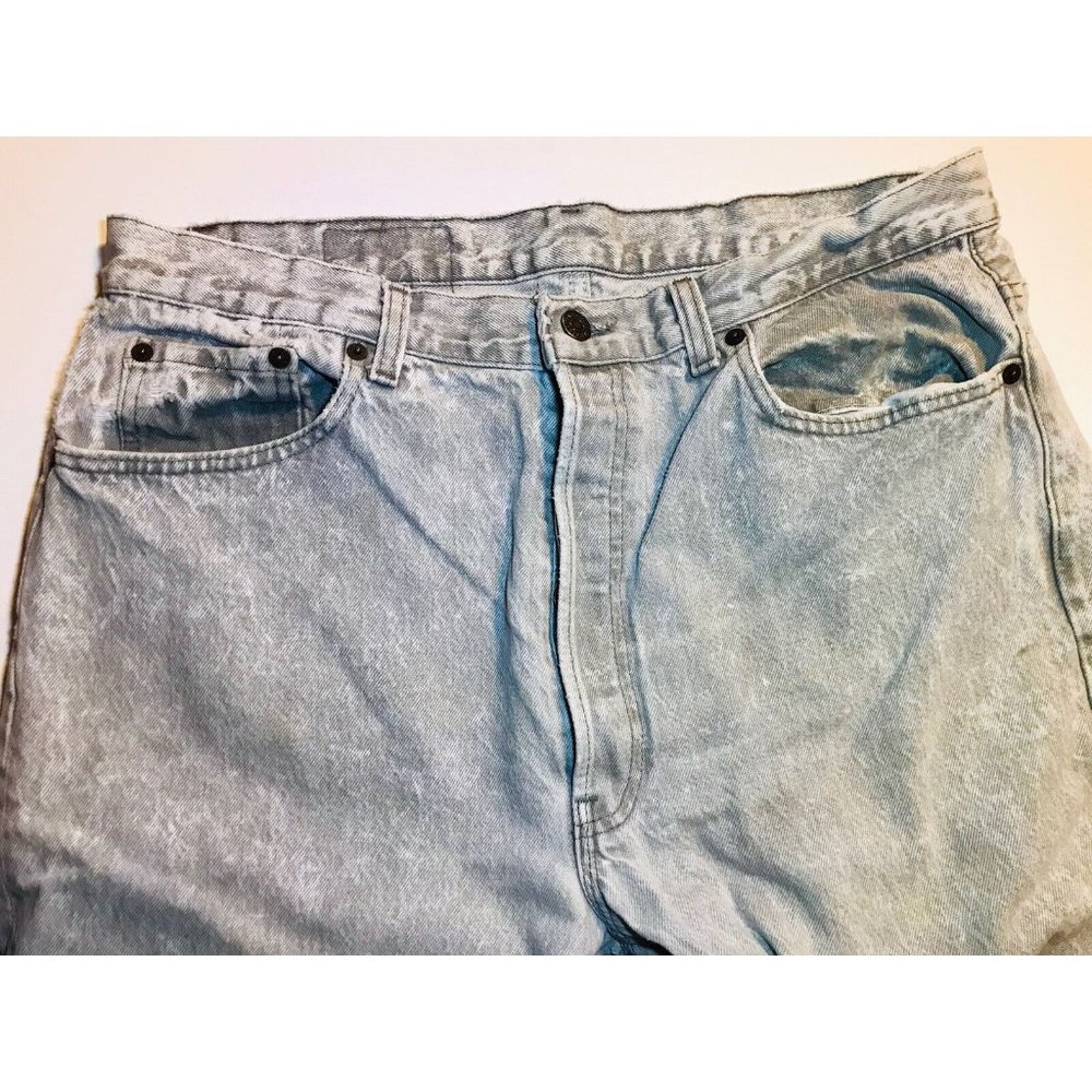 Vintage USA Levis Gray Acid Wash Mens 38x32 Button Fly Jeans Pants - Picture 3 of 10